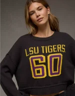 AE LSU Tigers Cropped Sweater
