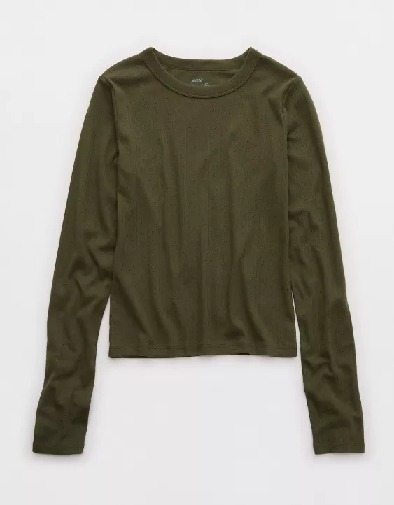 Aerie Pointelle Long Sleeve Top - Image 3