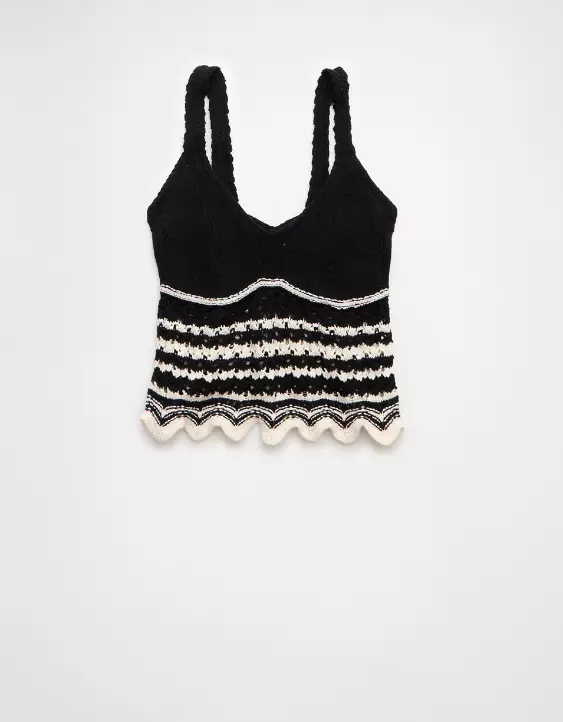 AE V-Neck Pointelle Striped Tank Top - Image 3