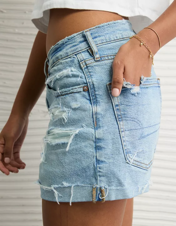 AE Strigid Super High-Waisted Ripped Relaxed Denim Short - Image 5