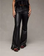 AE Super High-Waisted Vegan Leather Flare Pant