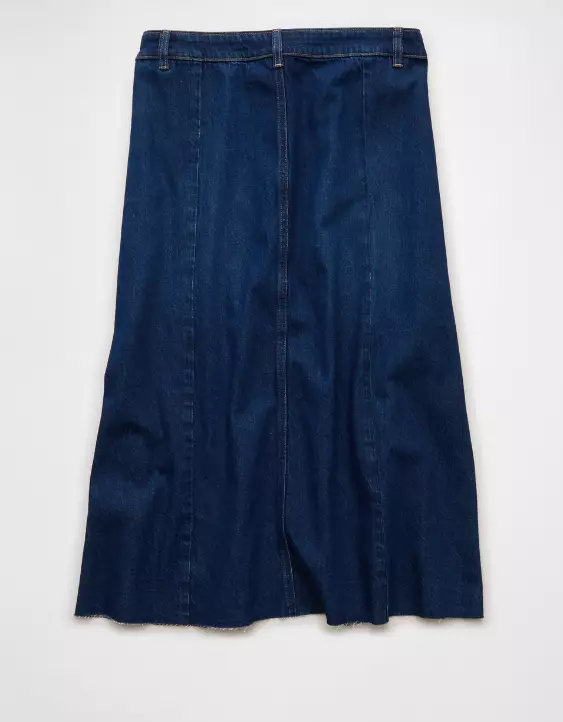 AE Low-Rise A-Line Denim Midi Skirt - Image 4