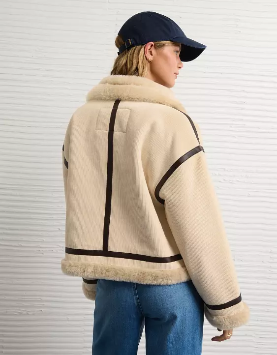 AE Cropped Corduroy Bomber Jacket - Image 3