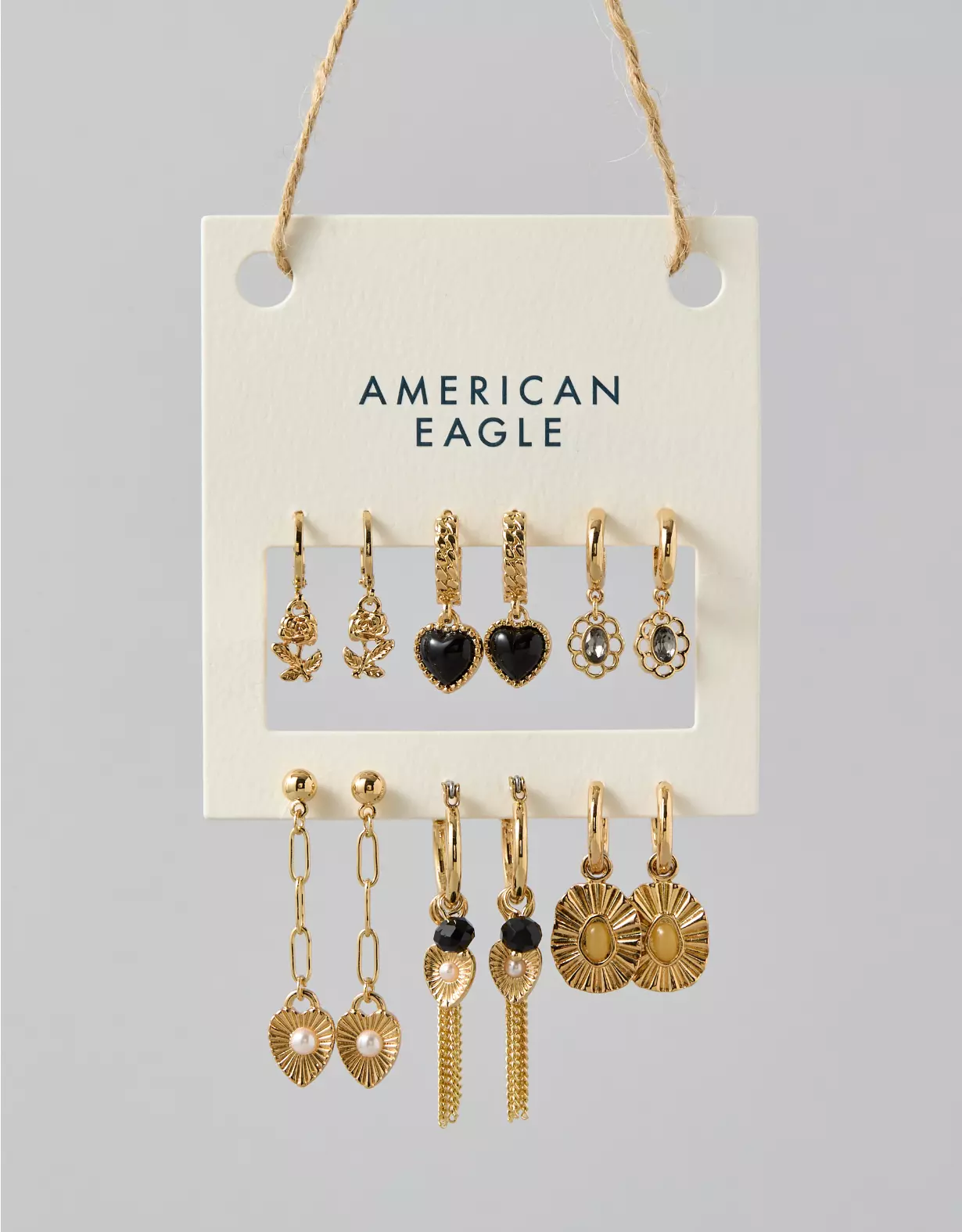 AE Black & Gold Earrings 6-Pack - Image 2