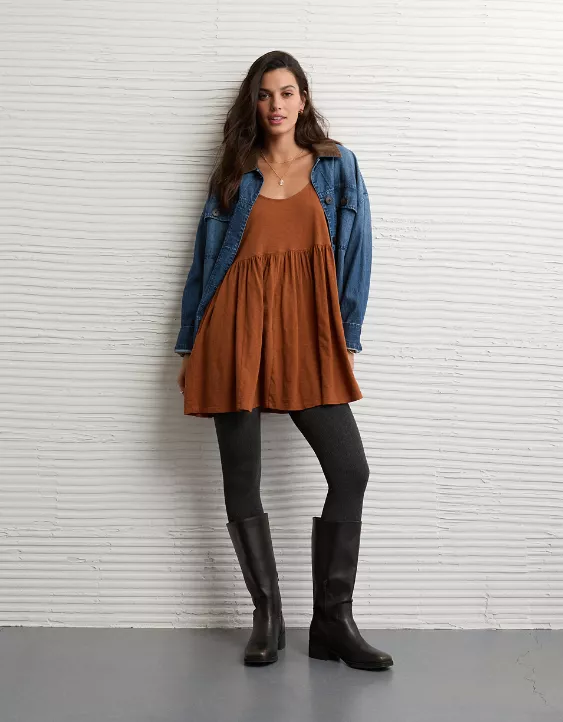 AE Sunchaser Knit Long-Sleeve Scoop Neck Mini Dress - Image 5