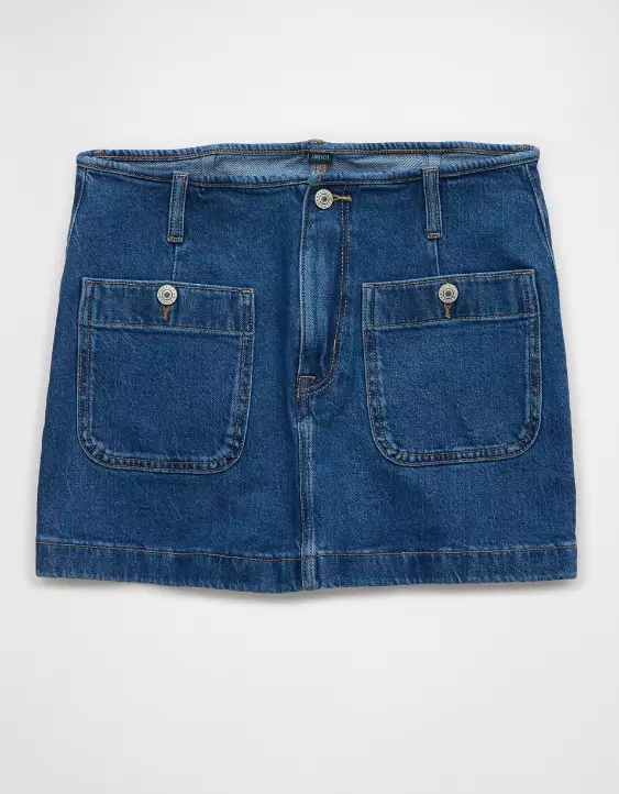 AE Stretch Low-Rise A-Line Denim Mini Skirt - Image 3
