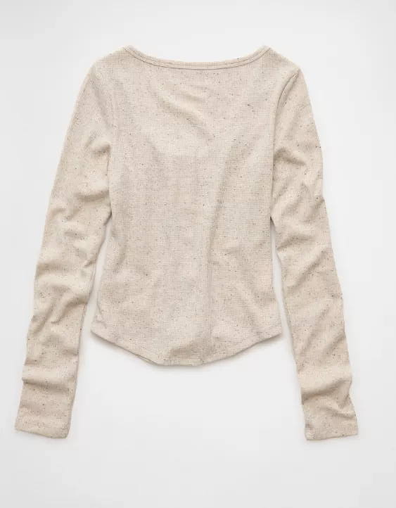 AE Waffle Long Sleeve Button-Up Tee - Image 4