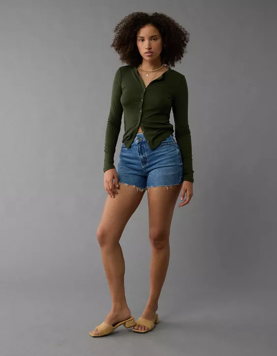AE Stretch Curvy Crossover Denim Mom Short - Image 5