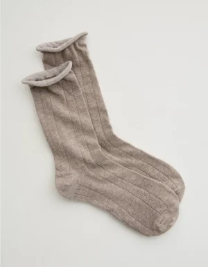 Aerie Knit Pointelle Crew Socks