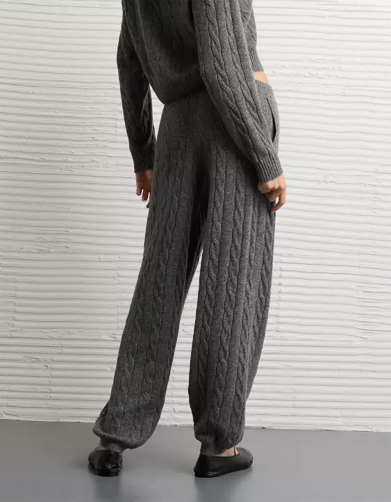 AE High-Waisted Cable Knit Sweatpant - Image 2