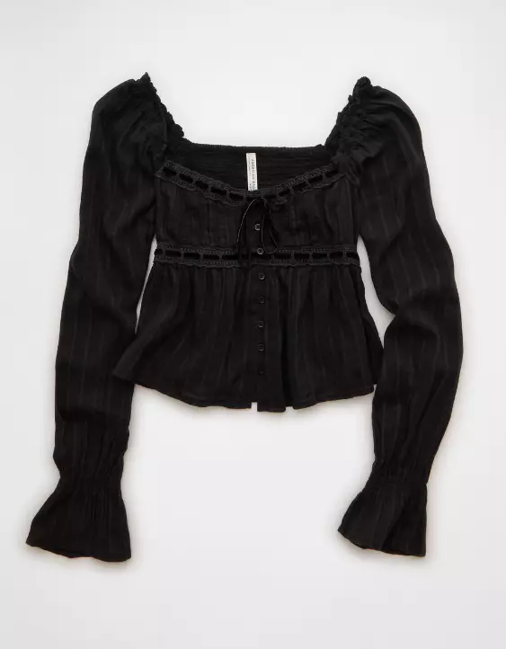 AE Long Sleeve Babydoll Blouse - Image 3