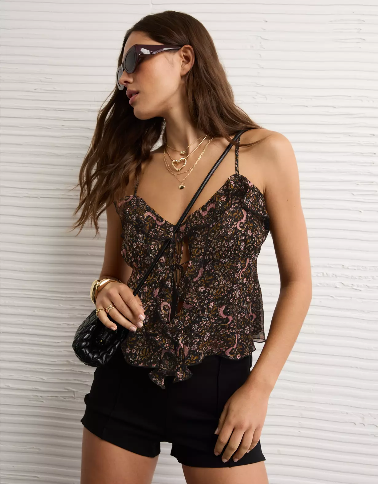 AE Ruffle Tie-Front Cami Top