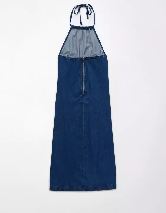 AE Denim Halter Shift Midi Dress - Image 4