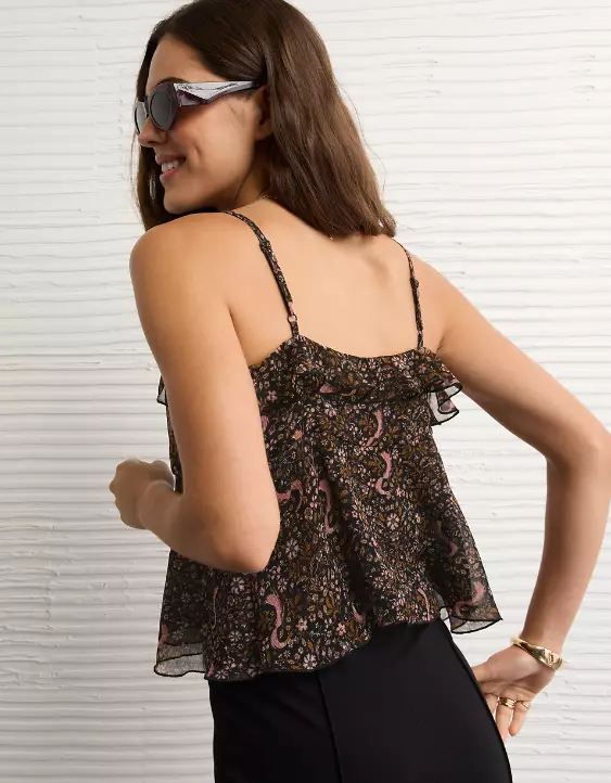 AE Ruffle Tie-Front Cami Top - Image 2