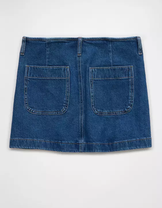 AE Stretch Low-Rise A-Line Denim Mini Skirt - Image 4