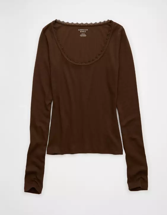AE Lace-Trim Long Sleeve T-Shirt - Image 3