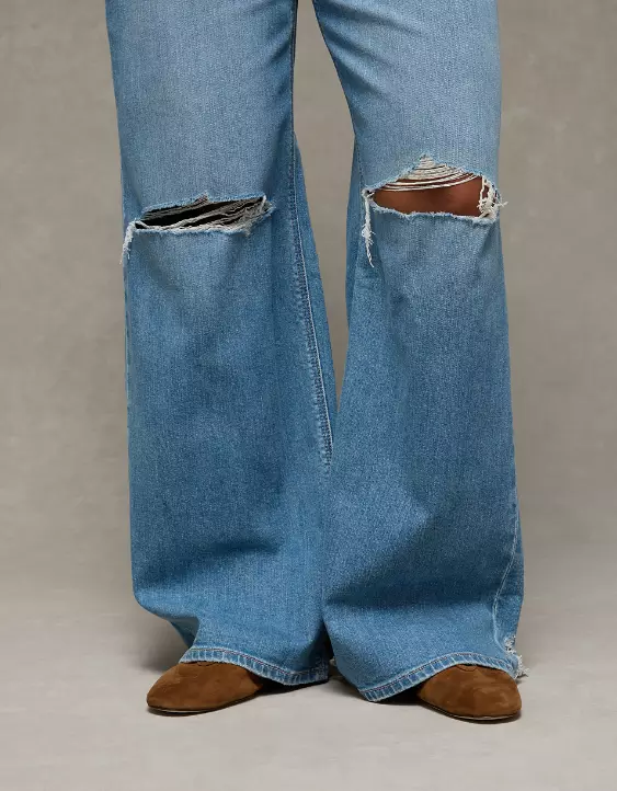 AE Dreamy Drape Stretch Curvy Ripped Super High-Waisted Baggy Wide-Leg Jean - Image 7