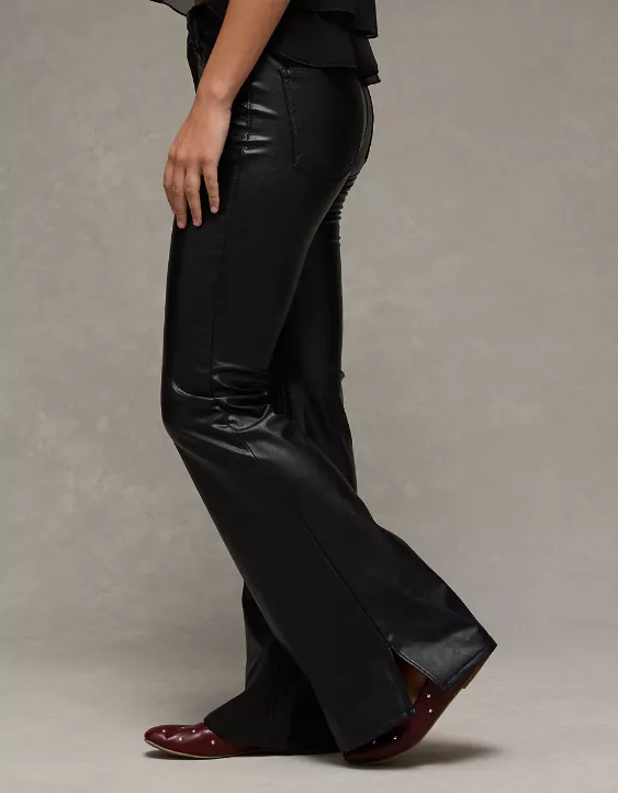 AE Super High-Waisted Vegan Leather Flare Pant - Image 5