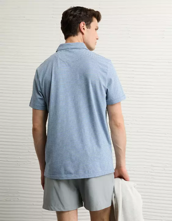 AE 24/7 Club Logo Striped Polo Shirt - Image 2