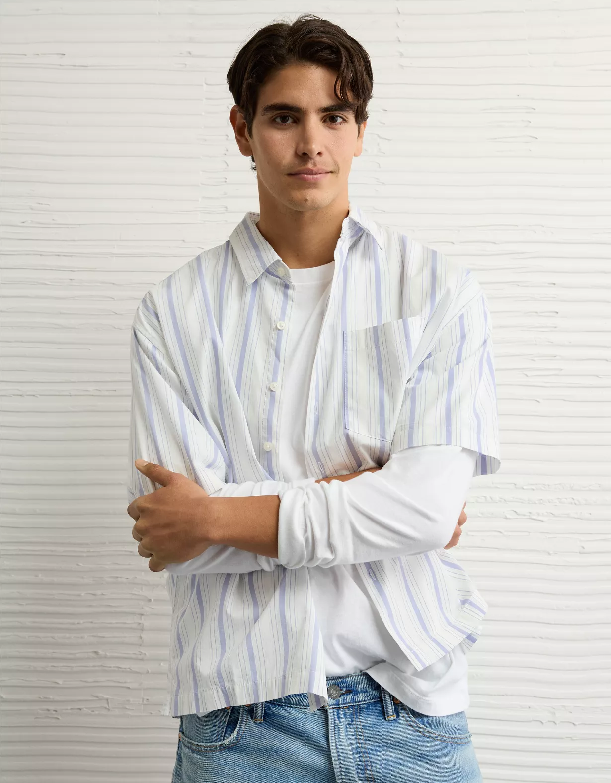 AE Poolside Poplin Striped Button-Up Shirt