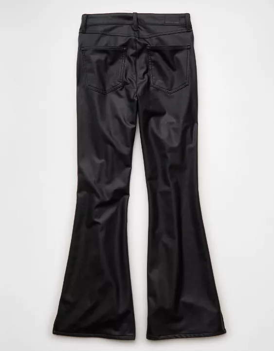 AE Super High-Waisted Vegan Leather Flare Pant - Image 4