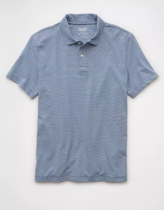 AE 24/7 Club Logo Striped Polo Shirt - Image 3