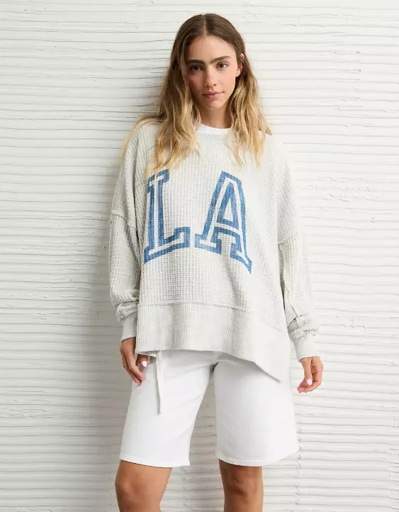 AE Big Hug Crew Neck Waffle Sweatshirt - Image 7