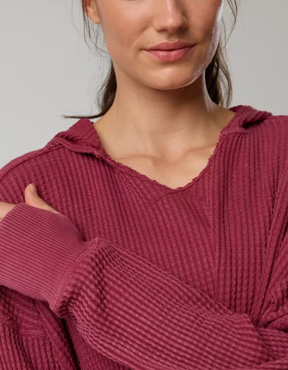 OFFLINE By Aerie Wow! Waffle Hoodie - Image 6