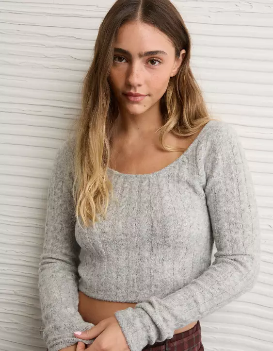 AE Whoa So Soft Cropped Scoop Neck Sweater - Image 7