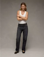 AE Embellished Stretch Low-Rise Baggy Straight Jean