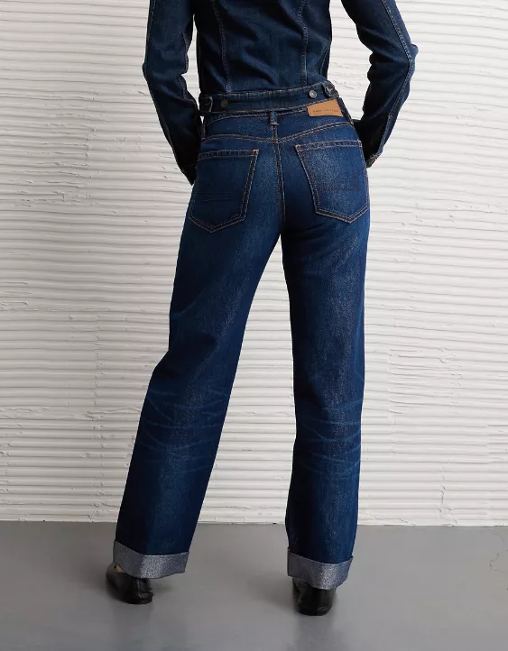 AE Shimmer Low-Rise Cuffed Baggy Straight Jean - Image 2