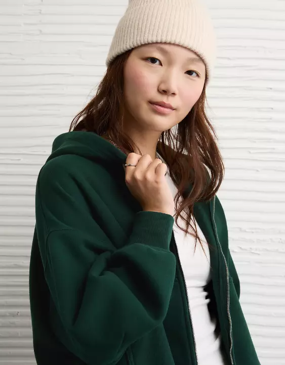 AE Everyday Luxe Barrel Sleeve Full Zip Hoodie - Image 6