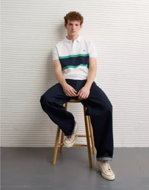 AE Slim Fit Stretch Striped Polo Shirt