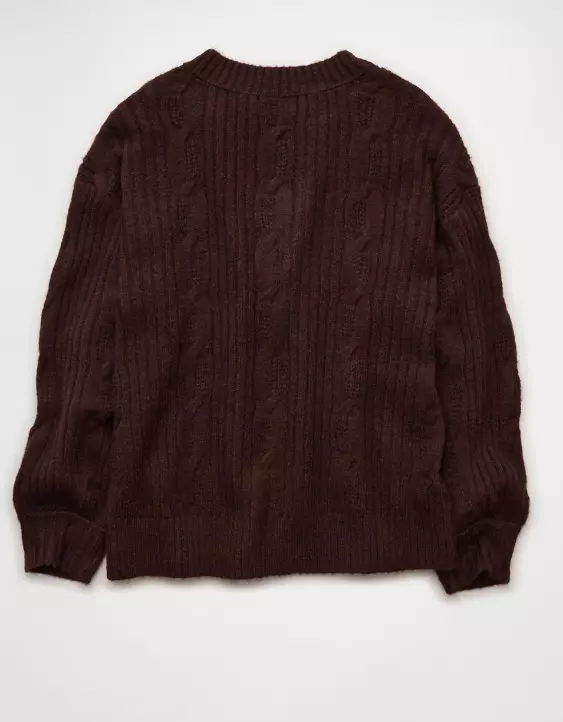 AE Whoa So Soft Notch Neck Cable Sweater - Image 4