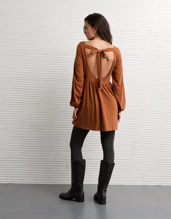 AE Sunchaser Knit Long-Sleeve Scoop Neck Mini Dress - Image 2